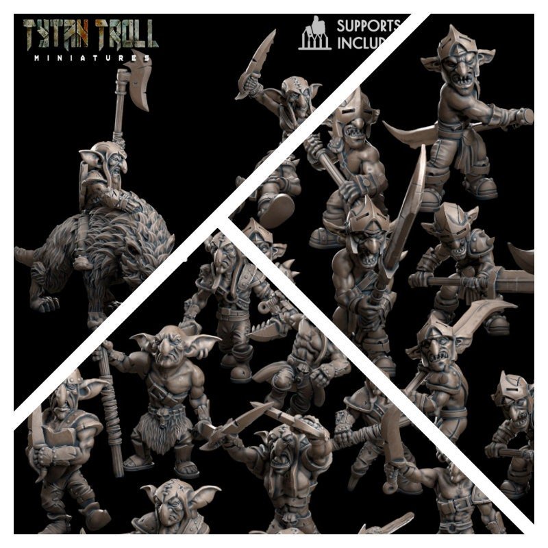 Goblin Battle Horde Miniature | Full Set All Models - Tabletop RPG & D&D miniature. Perfect for wargaming & collectors