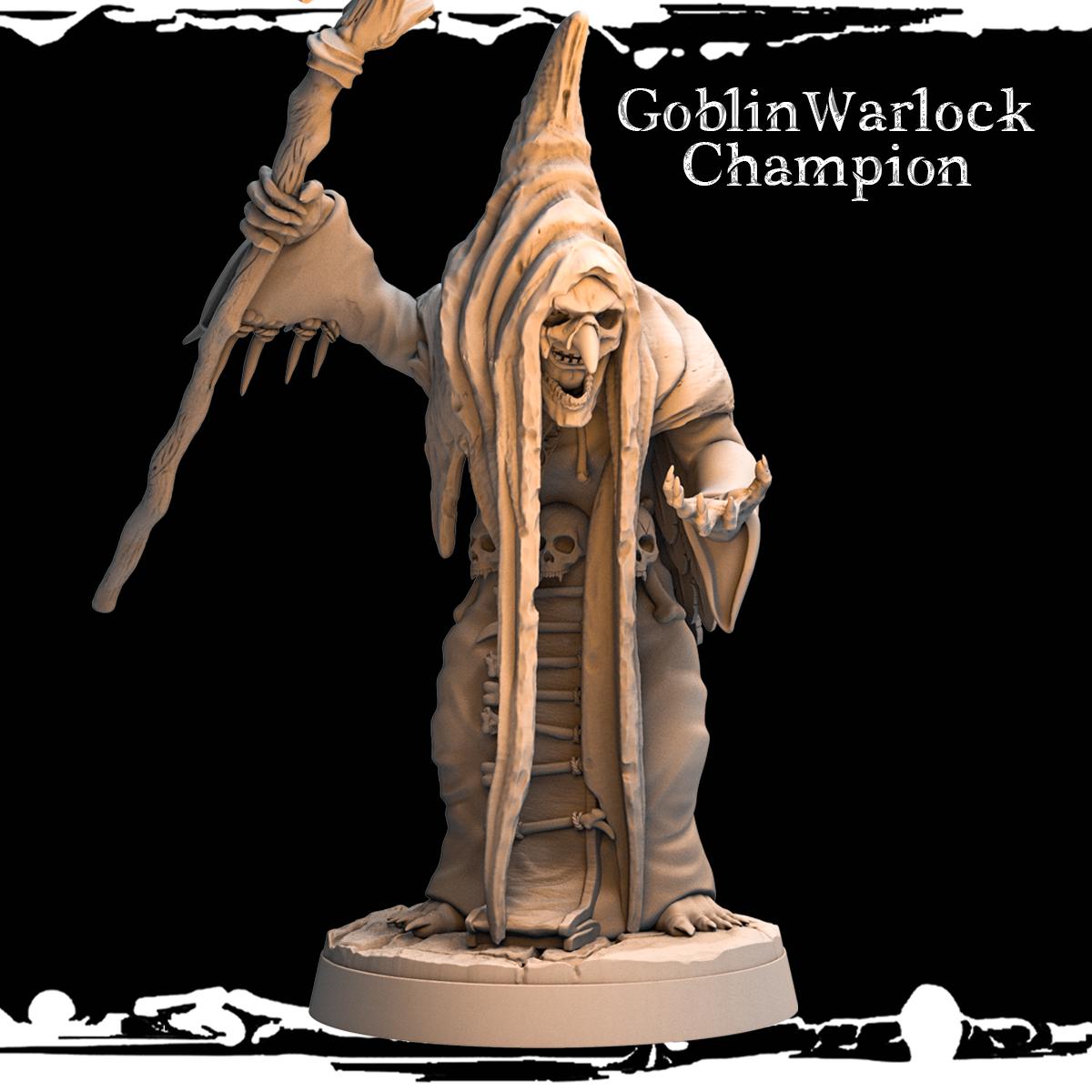 Goblin Champions Miniature | Goblin Warlock - Tabletop RPG & D&D miniature. Perfect for wargaming & collectors