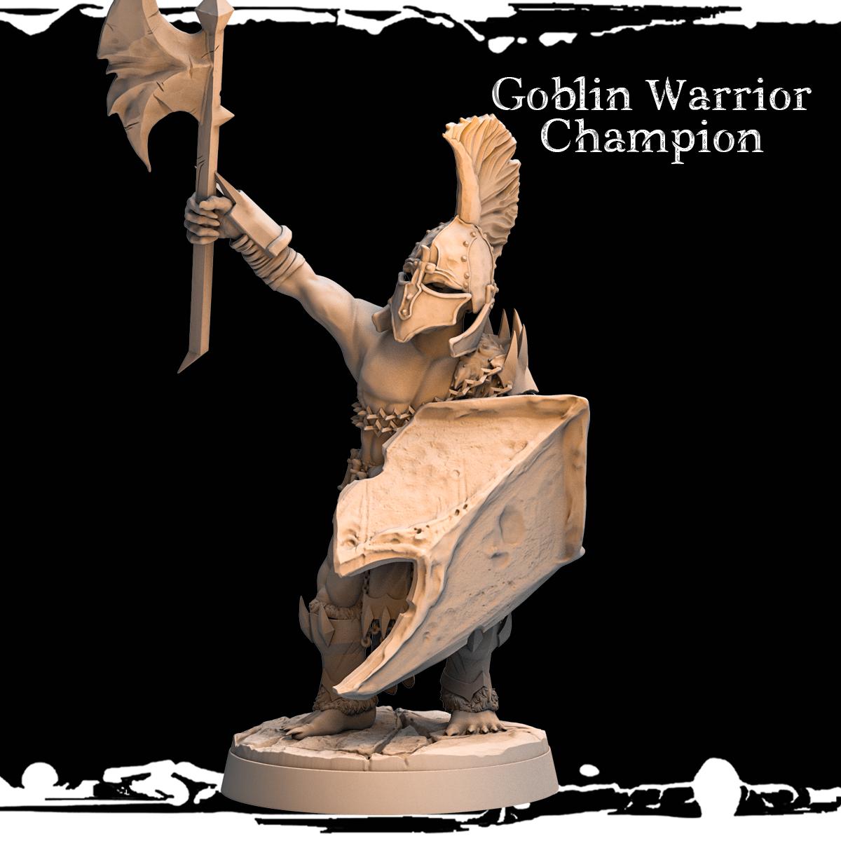 Goblin Champions Miniature | Goblin Warrior - Tabletop RPG & D&D miniature. Perfect for wargaming & collectors