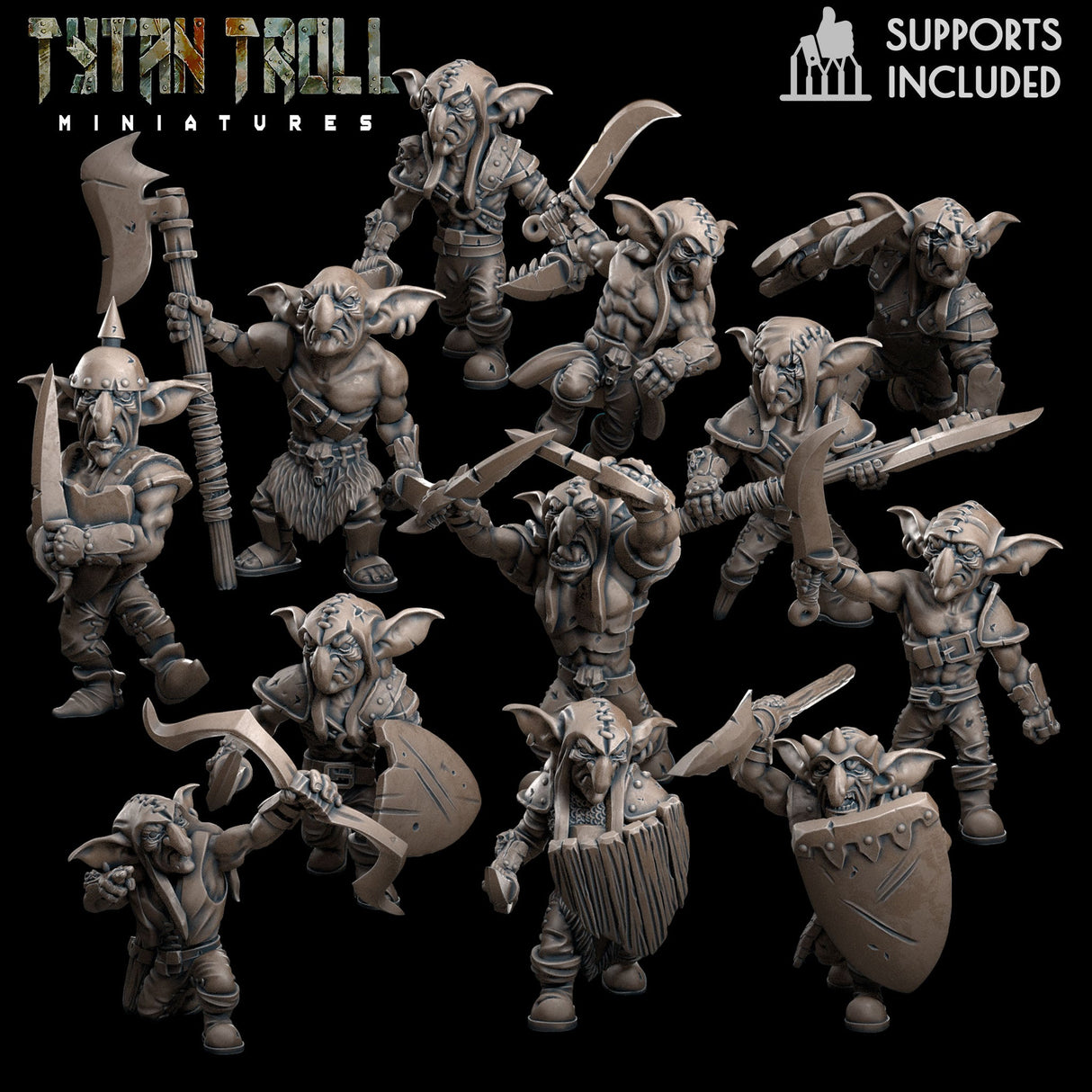 Goblin Horde Miniature | Full Set All Models - Tabletop RPG & D&D miniature. Perfect for wargaming & collectors