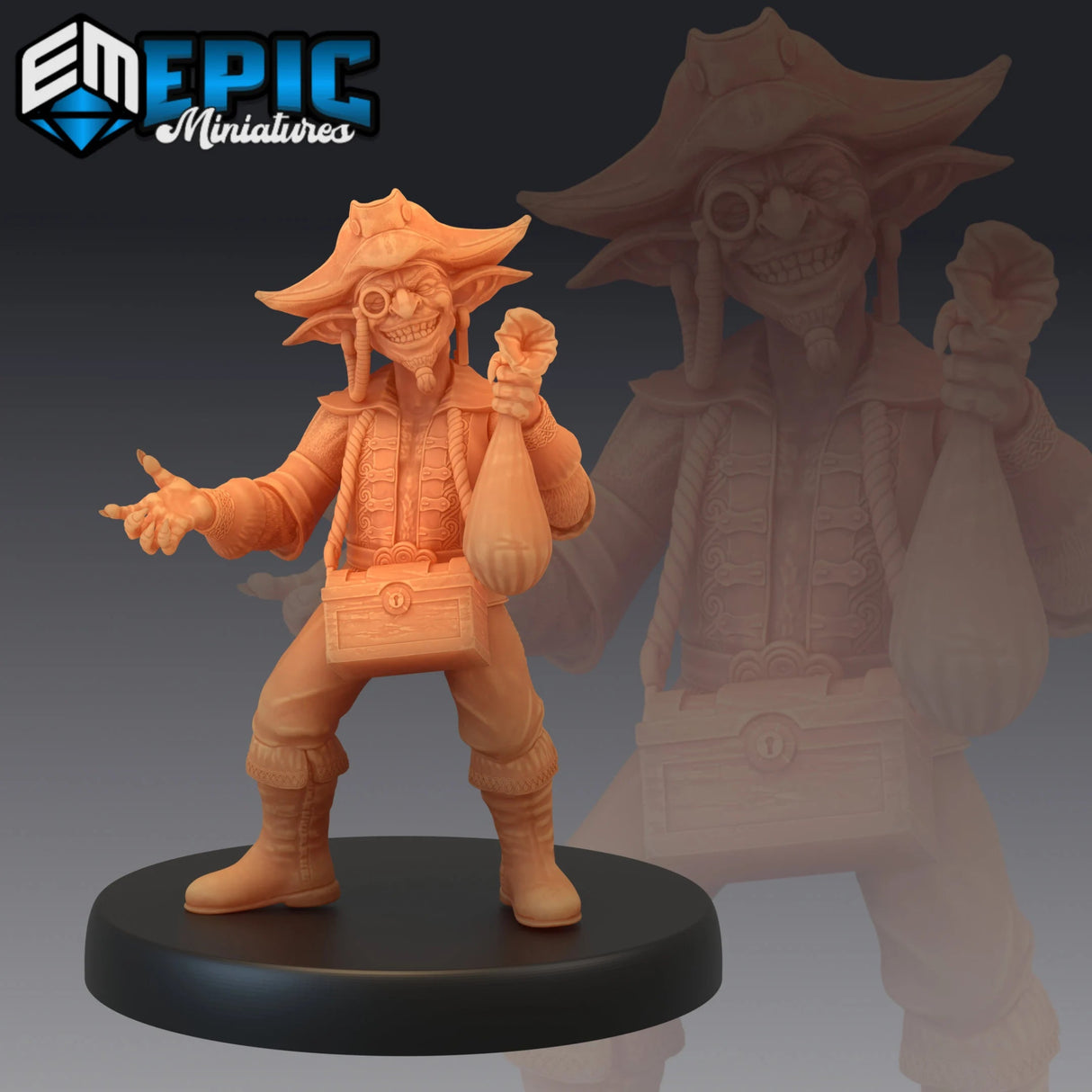 Goblin Pirate Miniature | A - Tabletop RPG & D&D miniature. Perfect for wargaming & collectors