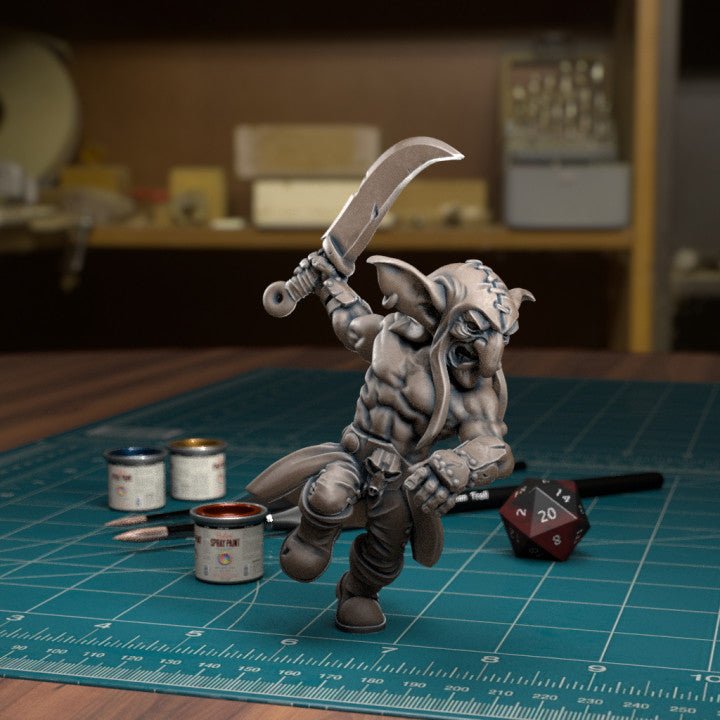 Goblin Raiders Miniature | F - Tabletop RPG & D&D miniature. Perfect for wargaming & collectors