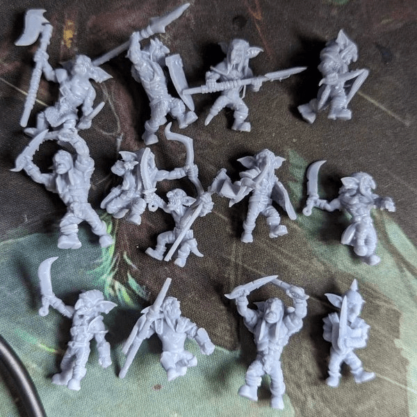 Goblin Raiders Miniature | Set of 12 - Tabletop RPG & D&D miniature. Perfect for wargaming & collectors