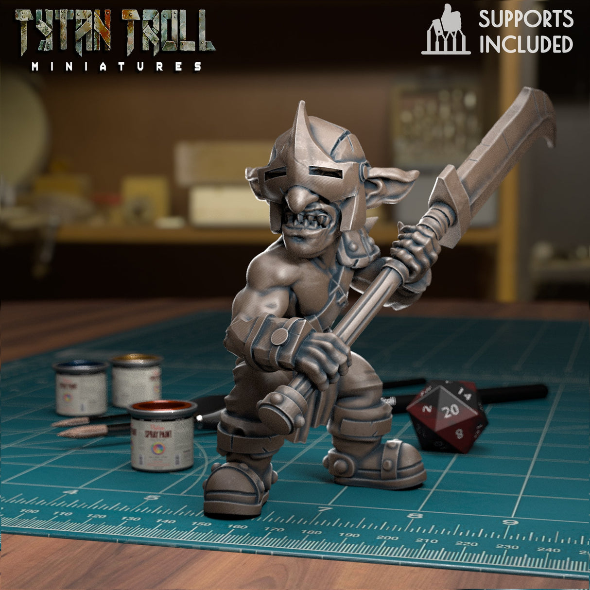Goblin Spearmen Miniature | J - Tabletop RPG & D&D miniature. Perfect for wargaming & collectors