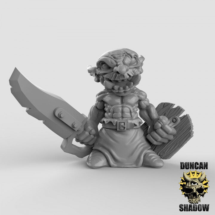 Goblin Sword and Shield Miniature | C - Tabletop RPG & D&D miniature. Perfect for wargaming & collectors