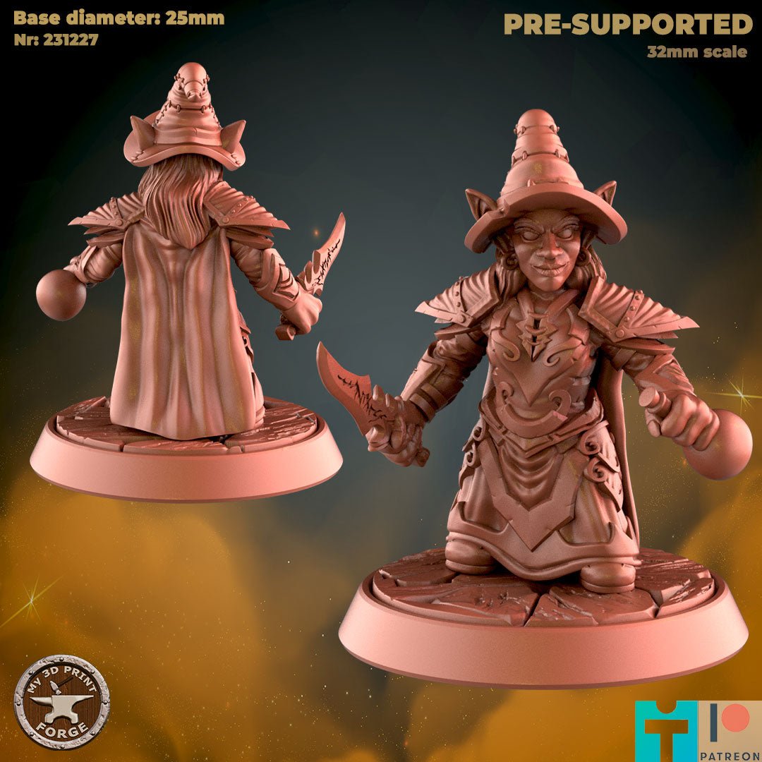 Goblin Warlock Wizard Miniature | B - Tabletop RPG & D&D miniature. Perfect for wargaming & collectors