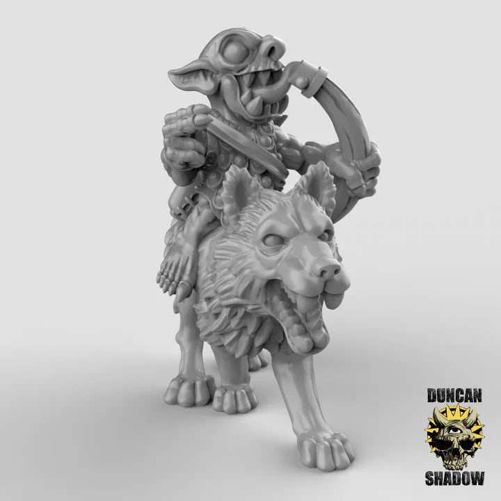 Goblin Wolf Rider archers Miniature | B - Tabletop RPG & D&D miniature. Perfect for wargaming & collectors