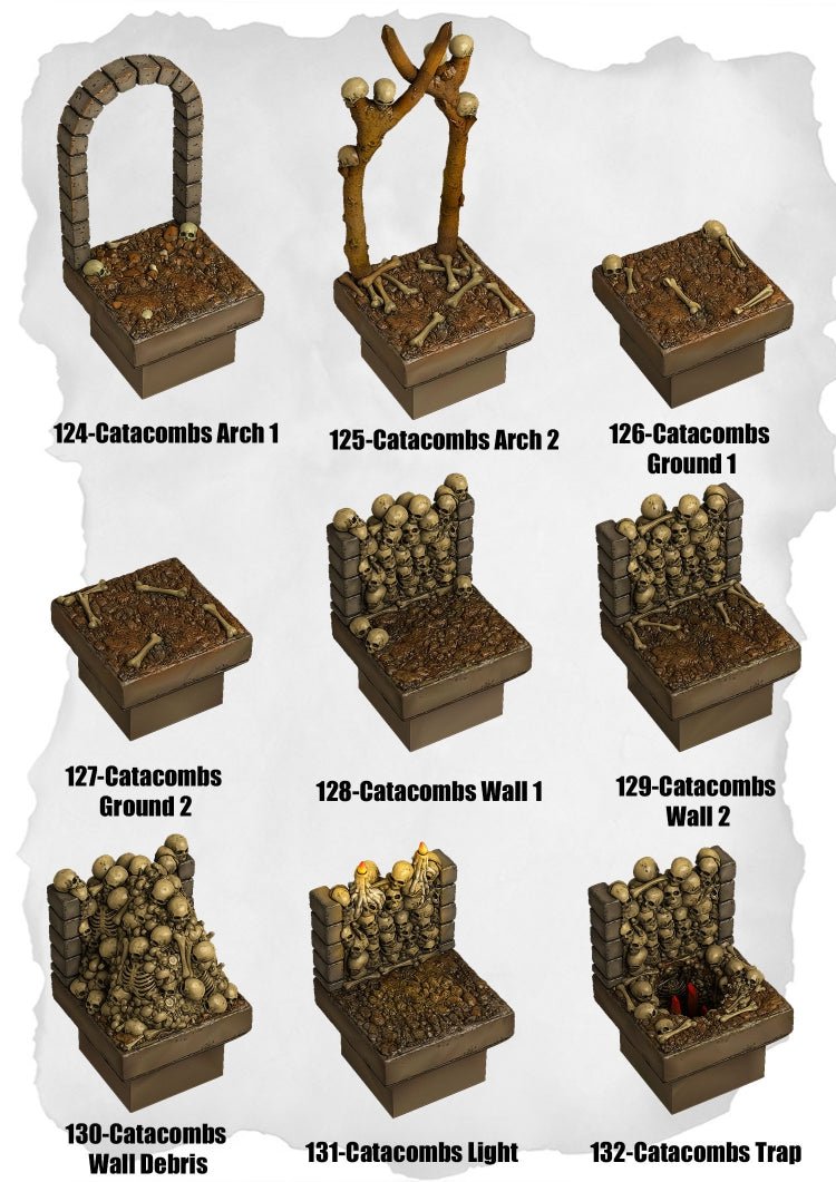 Graveyard Tiles Catacombs Pack (HG 124 to HG 132) | Set of 9 - Tabletop RPG & D&D miniature. Perfect for wargaming & collectors