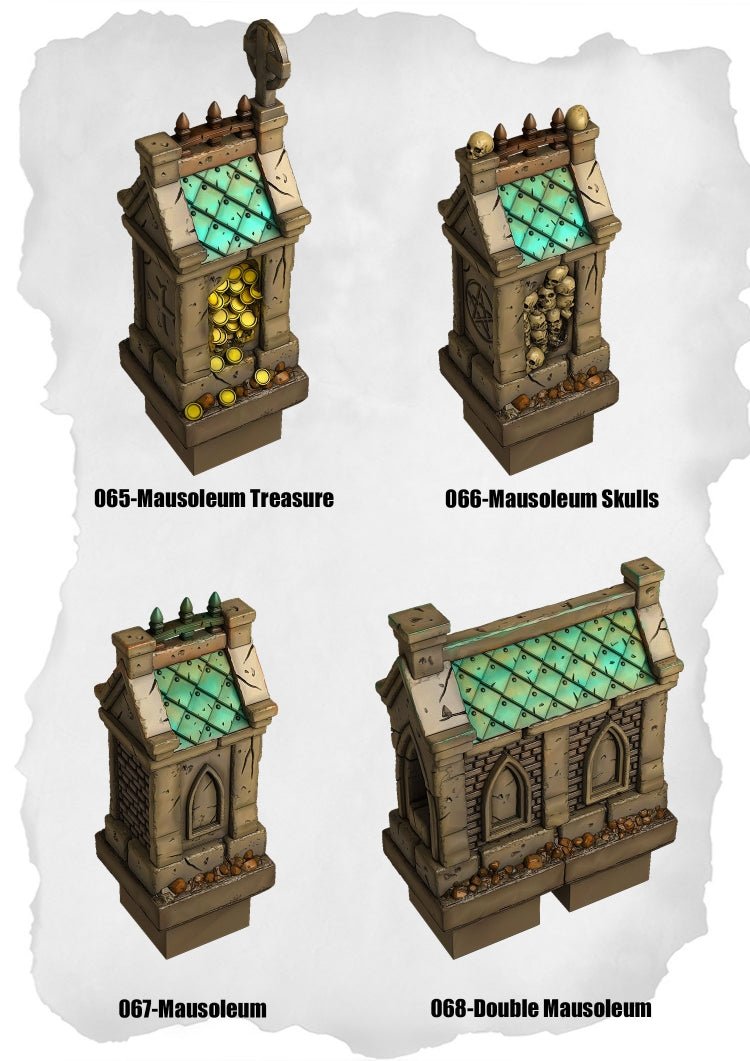 Graveyard Tiles Mausoleums Pack (HG 065 to HG 068) | Set of 4 - Tabletop RPG & D&D miniature. Perfect for wargaming & collectors