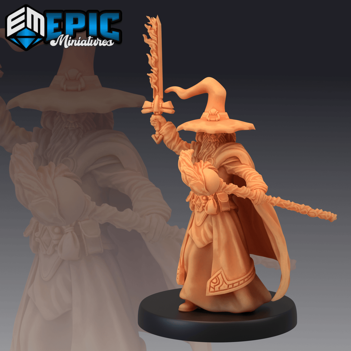 Gray Wizard Miniature | B - Tabletop RPG & D&D miniature. Perfect for wargaming & collectors