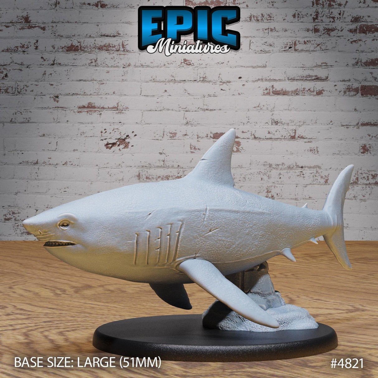 Great White Shark Miniature | 4821 - Tabletop RPG & D&D miniature. Perfect for wargaming & collectors