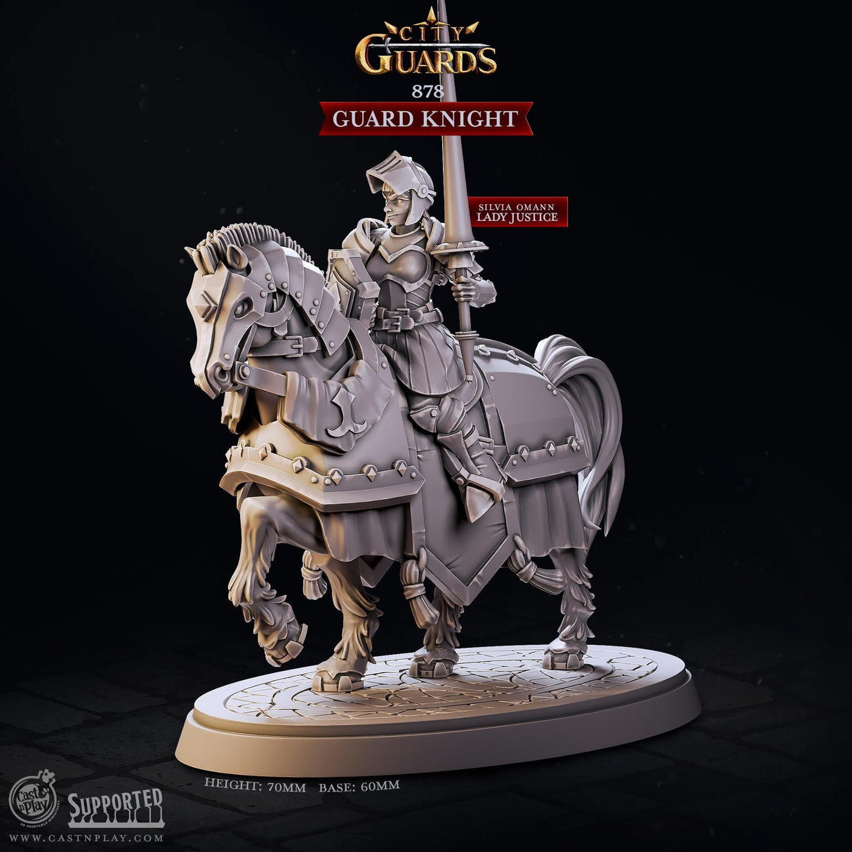 Guard Knight and Imperial War Hero Miniature | Mounted Hero - Tabletop RPG & D&D miniature. Perfect for wargaming & collectors