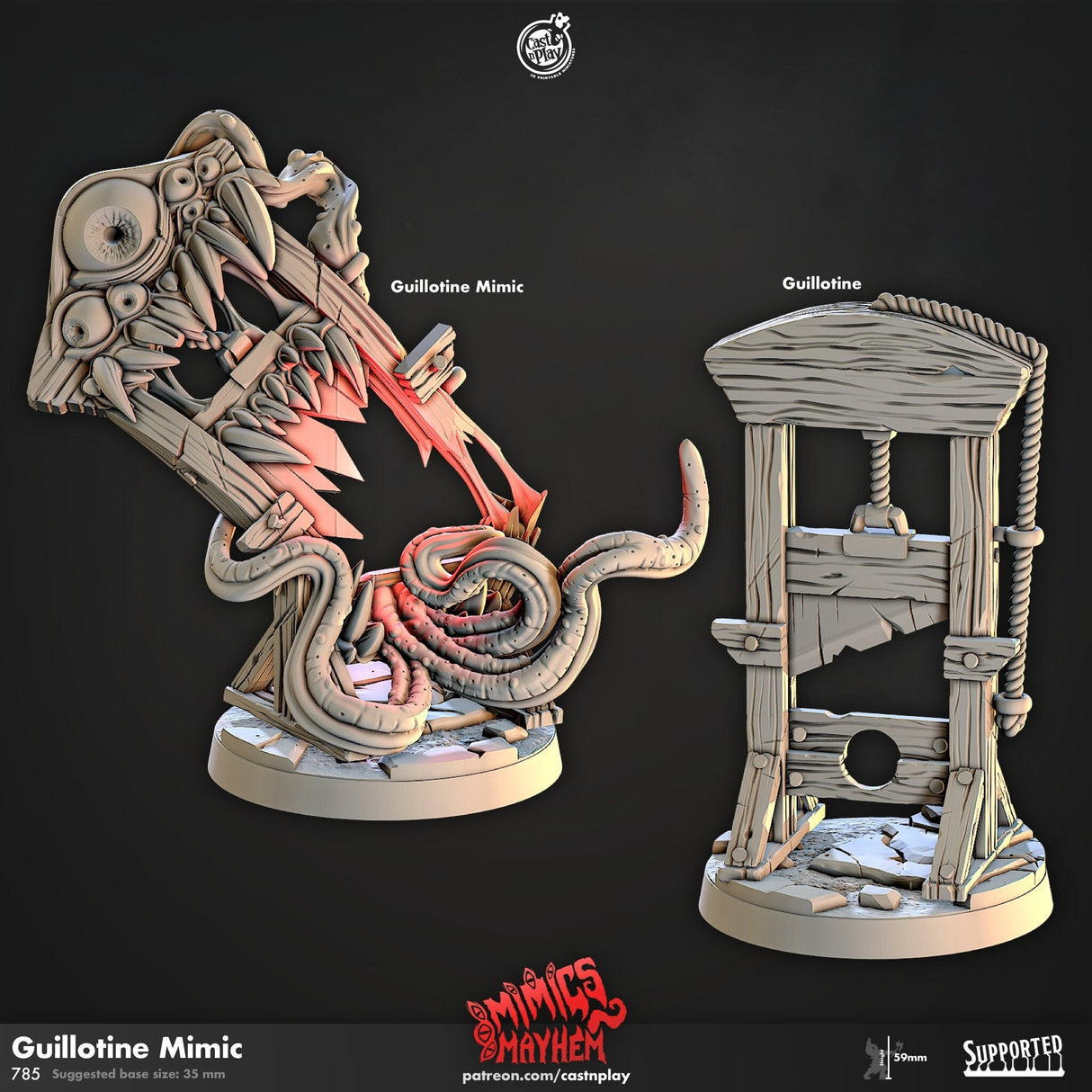 Guillotine Mimic Miniature | Guillotine - Tabletop RPG & D&D miniature. Perfect for wargaming & collectors