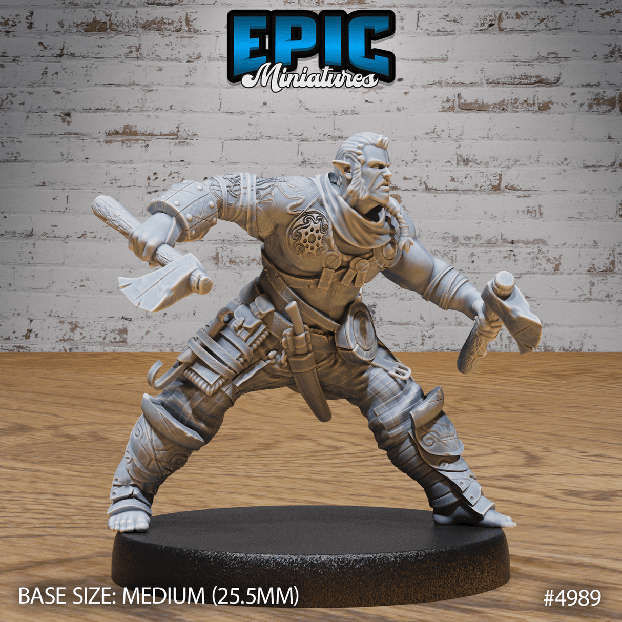 Half Orc Adventurer Miniature | C - Tabletop RPG & D&D miniature. Perfect for wargaming & collectors