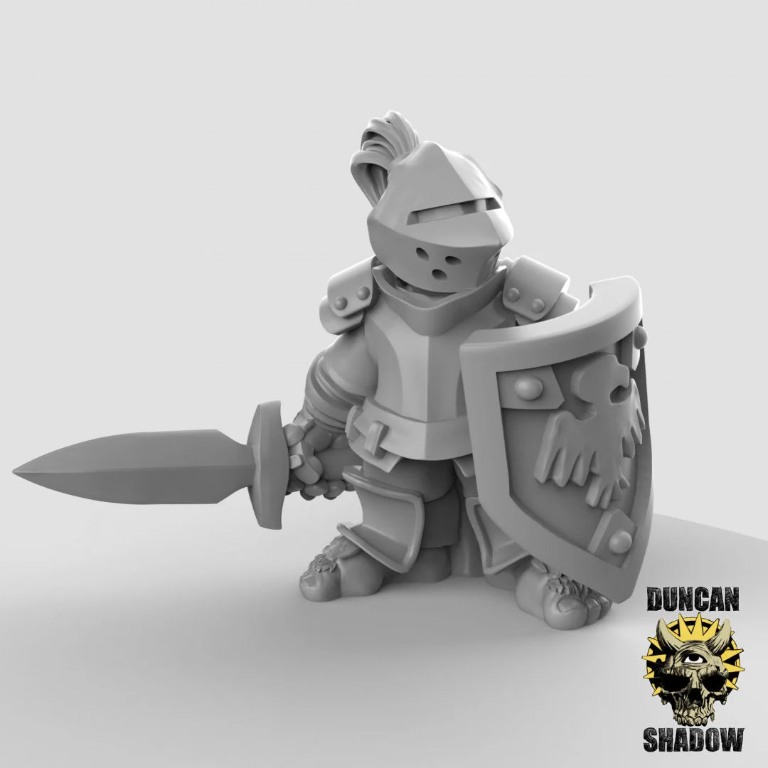Halfling Knight Miniature | C - Tabletop RPG & D&D miniature. Perfect for wargaming & collectors