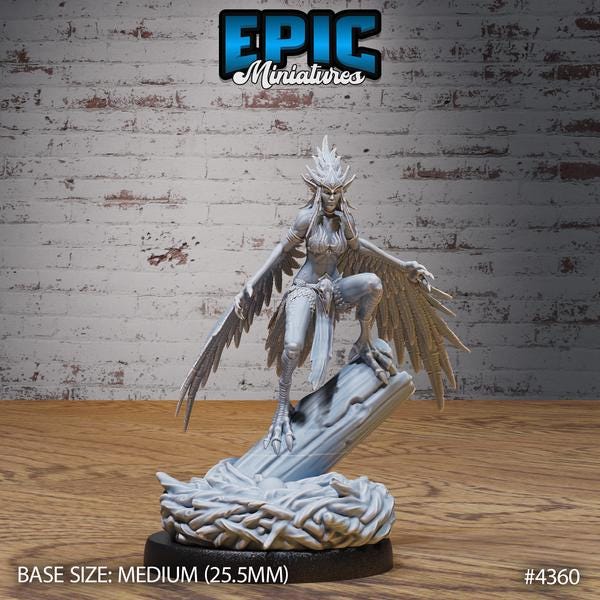 Harpy Miniature | 4360 - Tabletop RPG & D&D miniature. Perfect for wargaming & collectors
