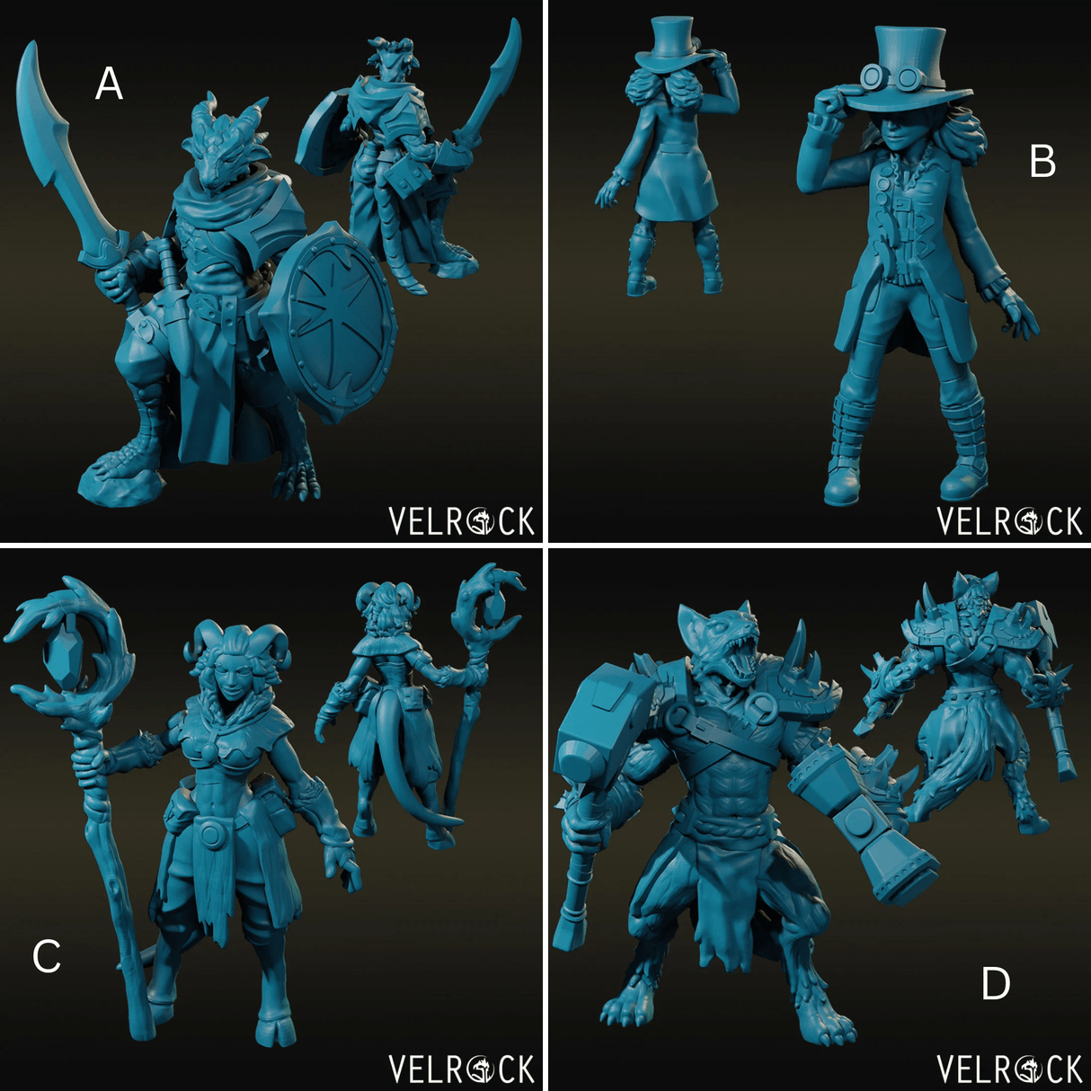 Hero Bundle Miniature | set of 4 - Tabletop RPG & D&D miniature. Perfect for wargaming & collectors