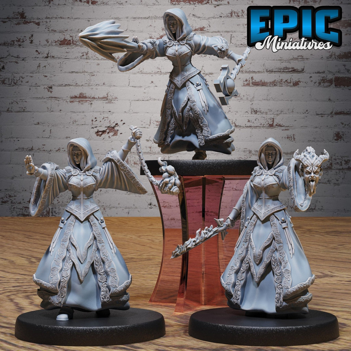 High Sorceress Miniature | Set of 3 - Tabletop RPG & D&D miniature. Perfect for wargaming & collectors