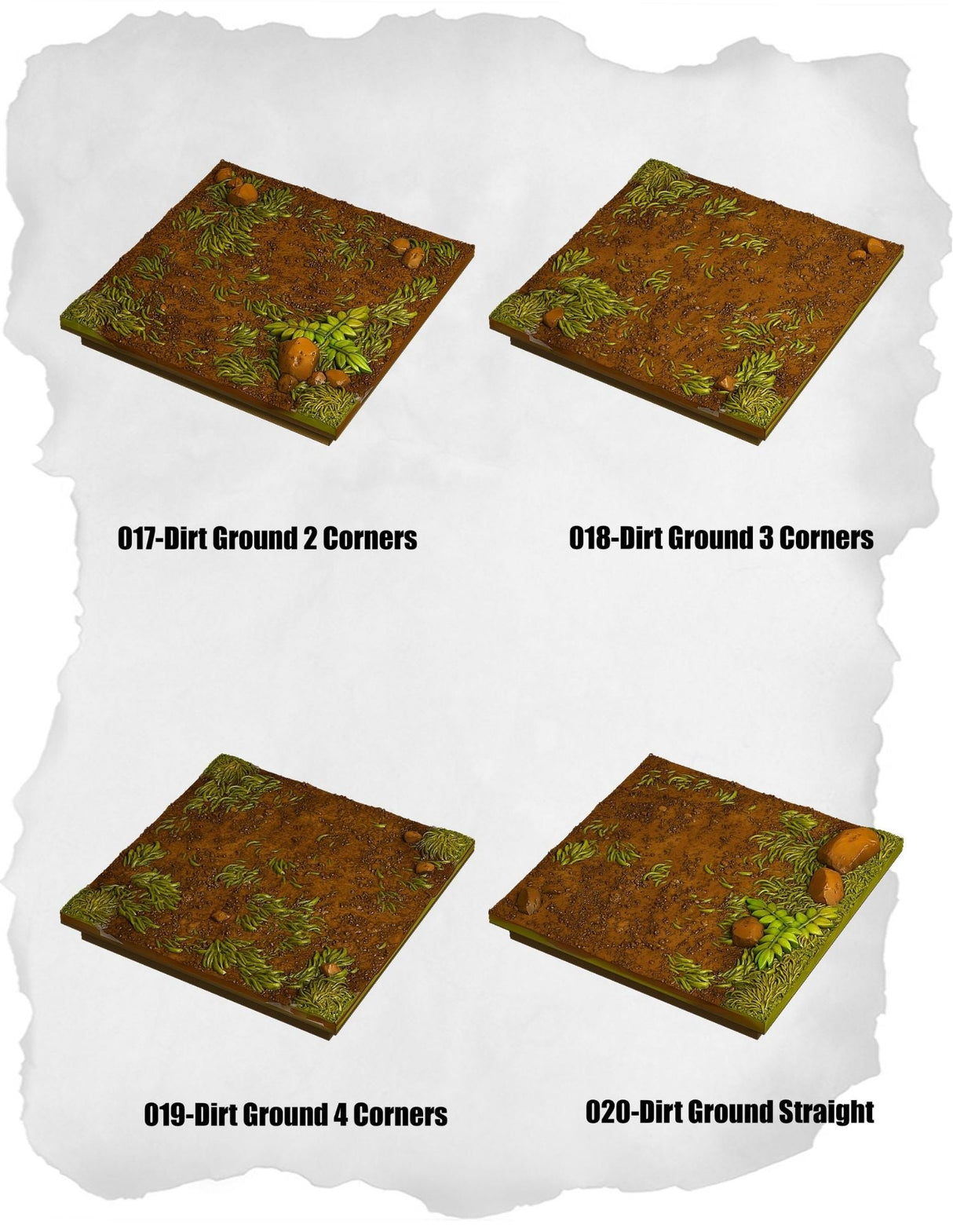 Highland Tiles Dirt Ground Expansion Pack (MH 017 to MH 020) | Set of 4 - Tabletop RPG & D&D miniature. Perfect for wargaming & collectors