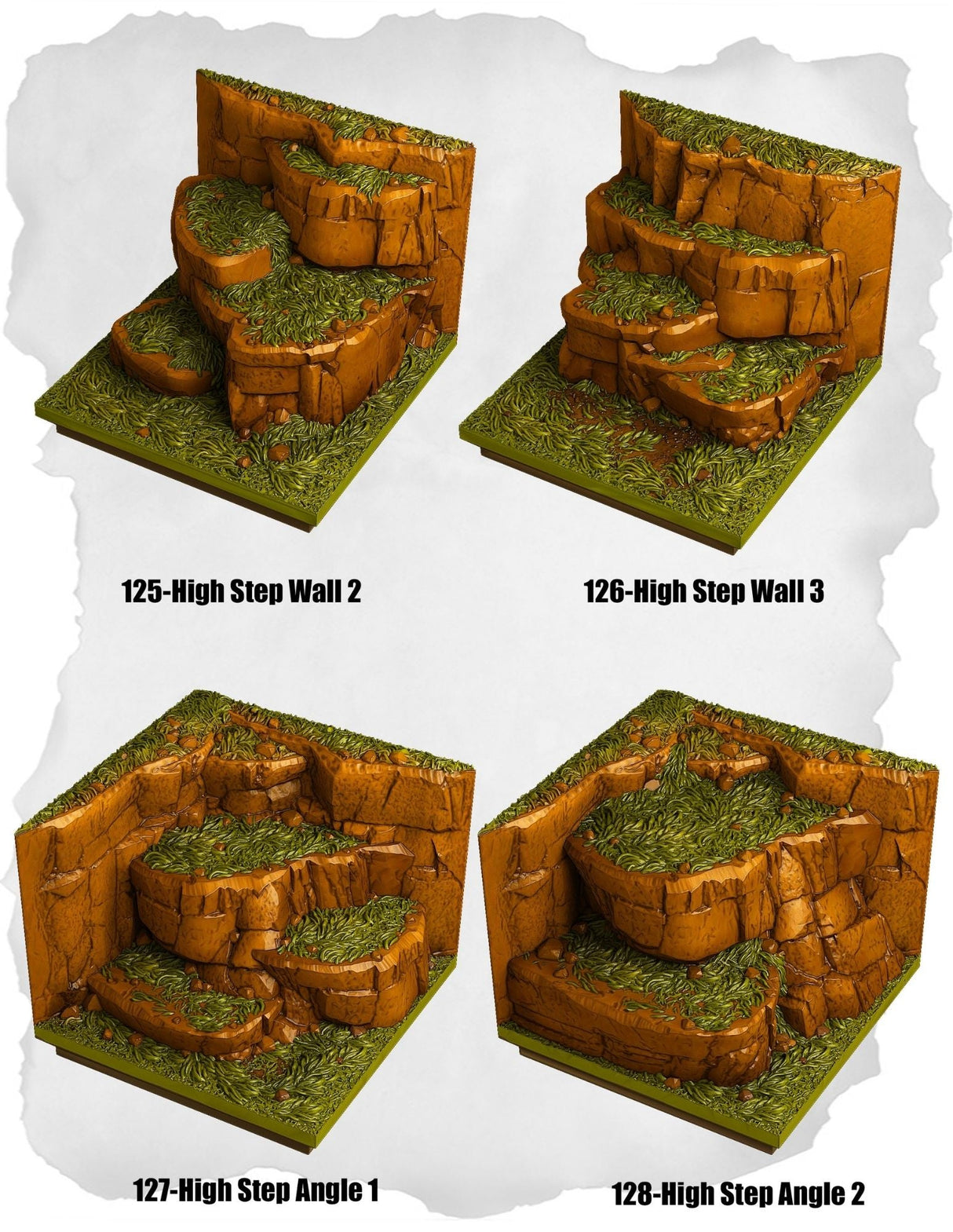 Highland Tiles High Step Wall & Angle Pack (MH 125 to MH 128) | Set of 4 - Tabletop RPG & D&D miniature. Perfect for wargaming & collectors