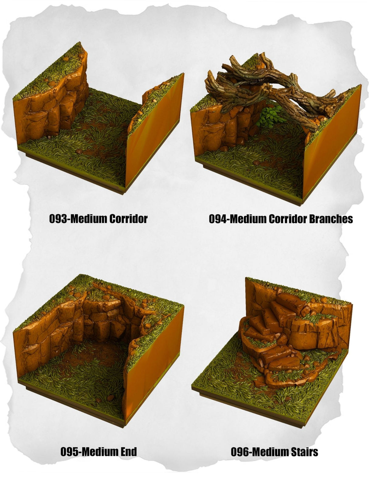 Highland Tiles Medium Corridor Pack (MH 093 to MH 096) | Set of 4 - Tabletop RPG & D&D miniature. Perfect for wargaming & collectors