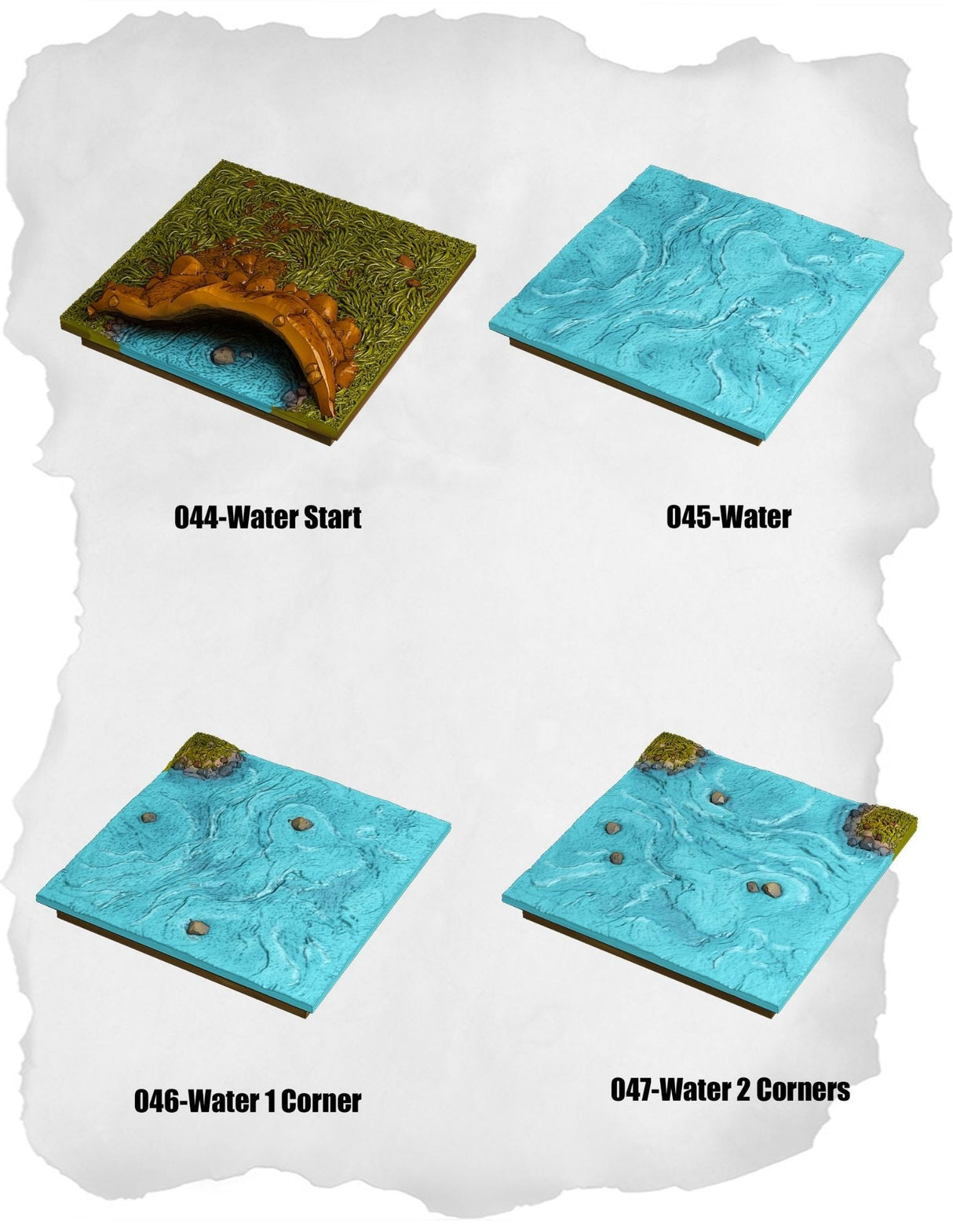 Highland Tiles Water Pack (MH 044 to MH 047) | Set of 4 - Tabletop RPG & D&D miniature. Perfect for wargaming & collectors