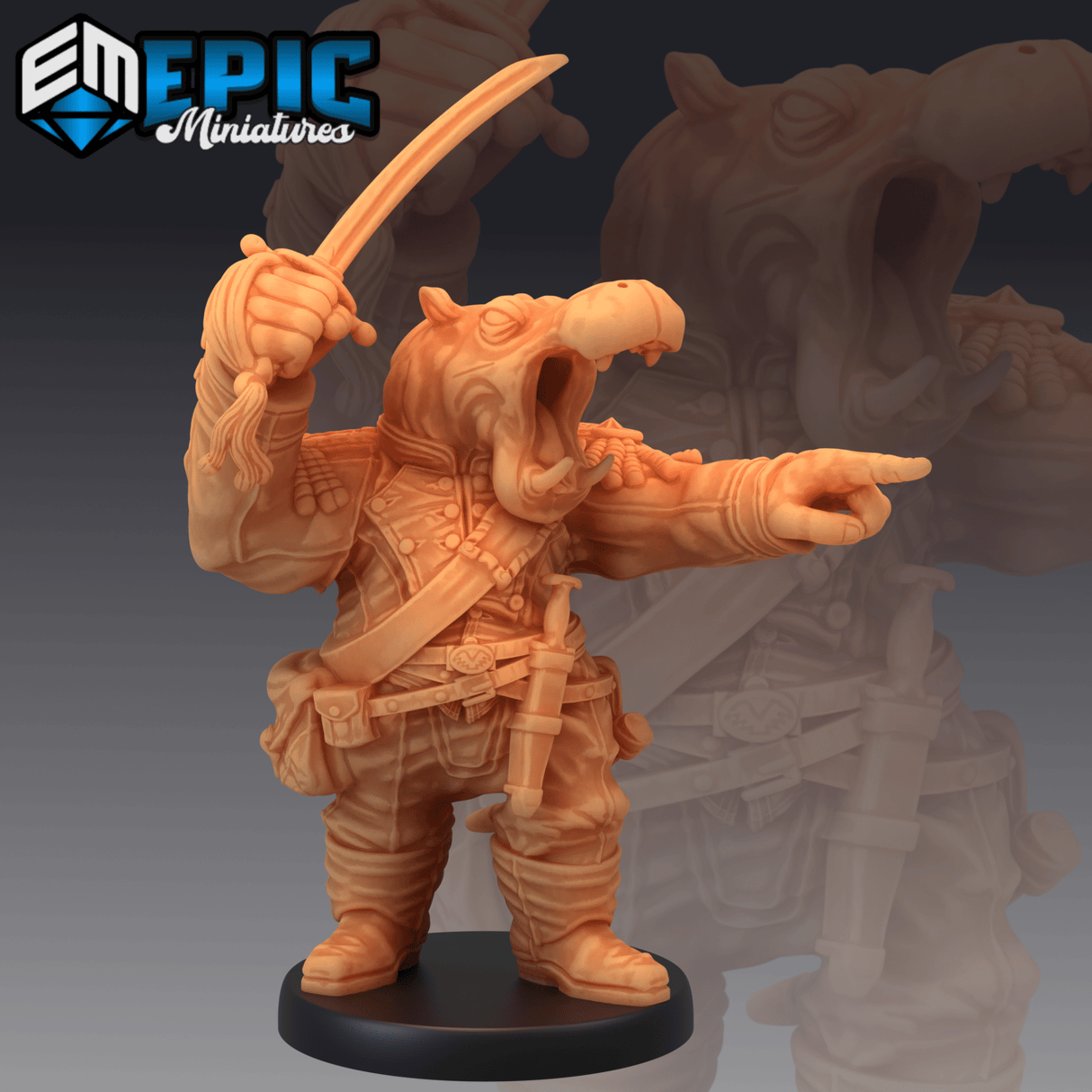 Hippo Folk Miniature | C - Tabletop RPG & D&D miniature. Perfect for wargaming & collectors