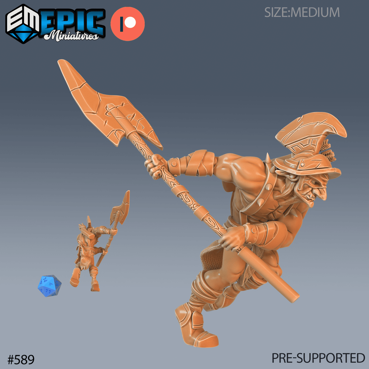 Hobgoblin Gladiator Miniature | C - Tabletop RPG & D&D miniature. Perfect for wargaming & collectors