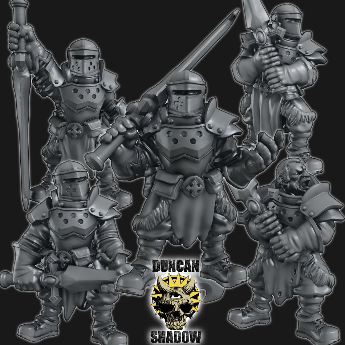 Holy Warriors with Great Swords Miniature | Set of 5 - Tabletop RPG & D&D miniature. Perfect for wargaming & collectors