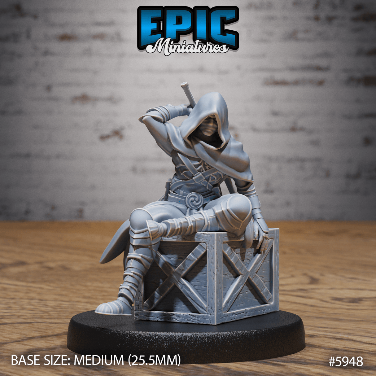 Hooded Ninja Miniature | C - Tabletop RPG & D&D miniature. Perfect for wargaming & collectors