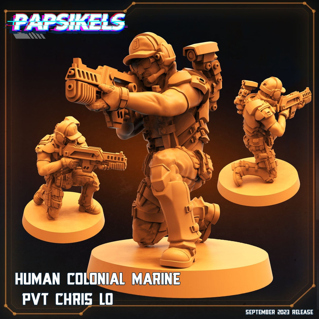 Human Colonial Marine Miniature | Marine 2 - Tabletop RPG & D&D miniature. Perfect for wargaming & collectors