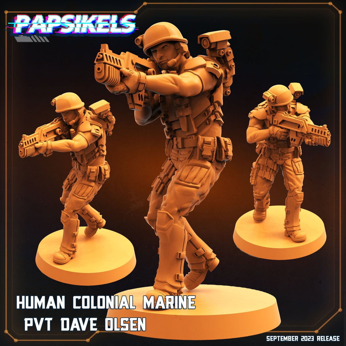 Human Colonial Marine Miniature | Marine 3 - Tabletop RPG & D&D miniature. Perfect for wargaming & collectors