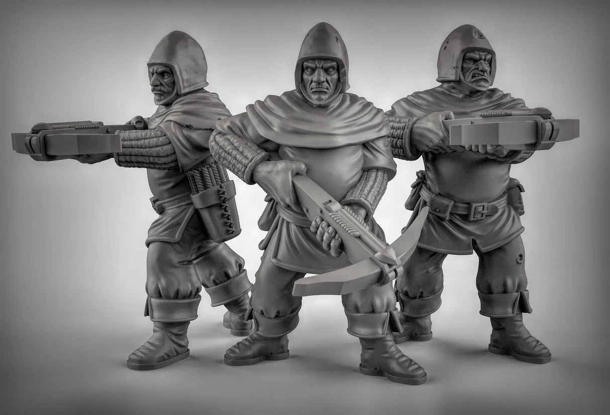 Human Guard crossbowmen set | Set of 3 - Tabletop RPG & D&D miniature. Perfect for wargaming & collectors