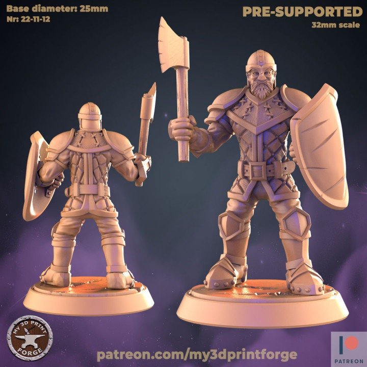 Human worker and Militia Miniature | 176 - Tabletop RPG & D&D miniature. Perfect for wargaming & collectors