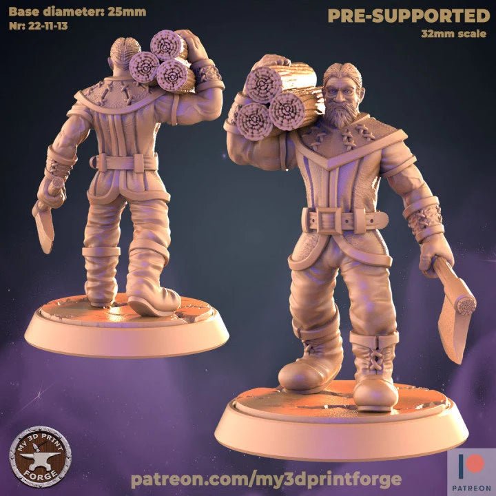 Human Workers Miniature | D - Tabletop RPG & D&D miniature. Perfect for wargaming & collectors