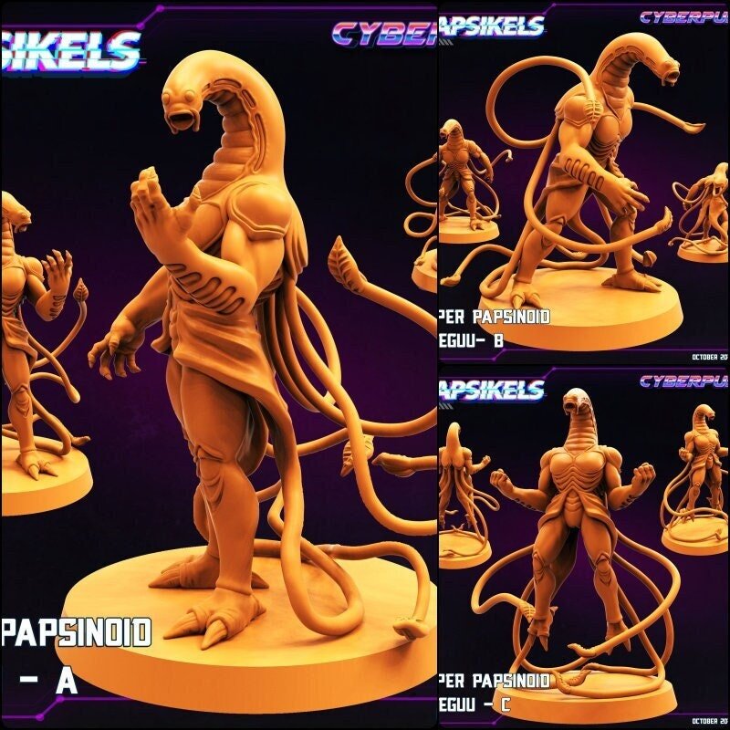 Hyper Papsinoid Elguu Miniature | Full Set All Models - Tabletop RPG & D&D miniature. Perfect for wargaming & collectors