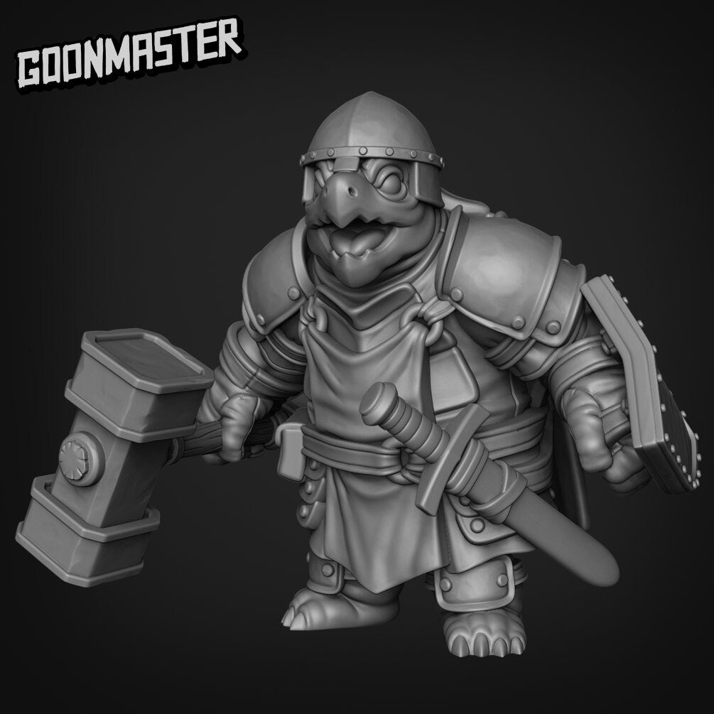 Turtle-Folk Paladin Miniature | Great For Fantasy Rpgs - Tabletop RPG & D&D miniature. Perfect for wargaming & collectors.
