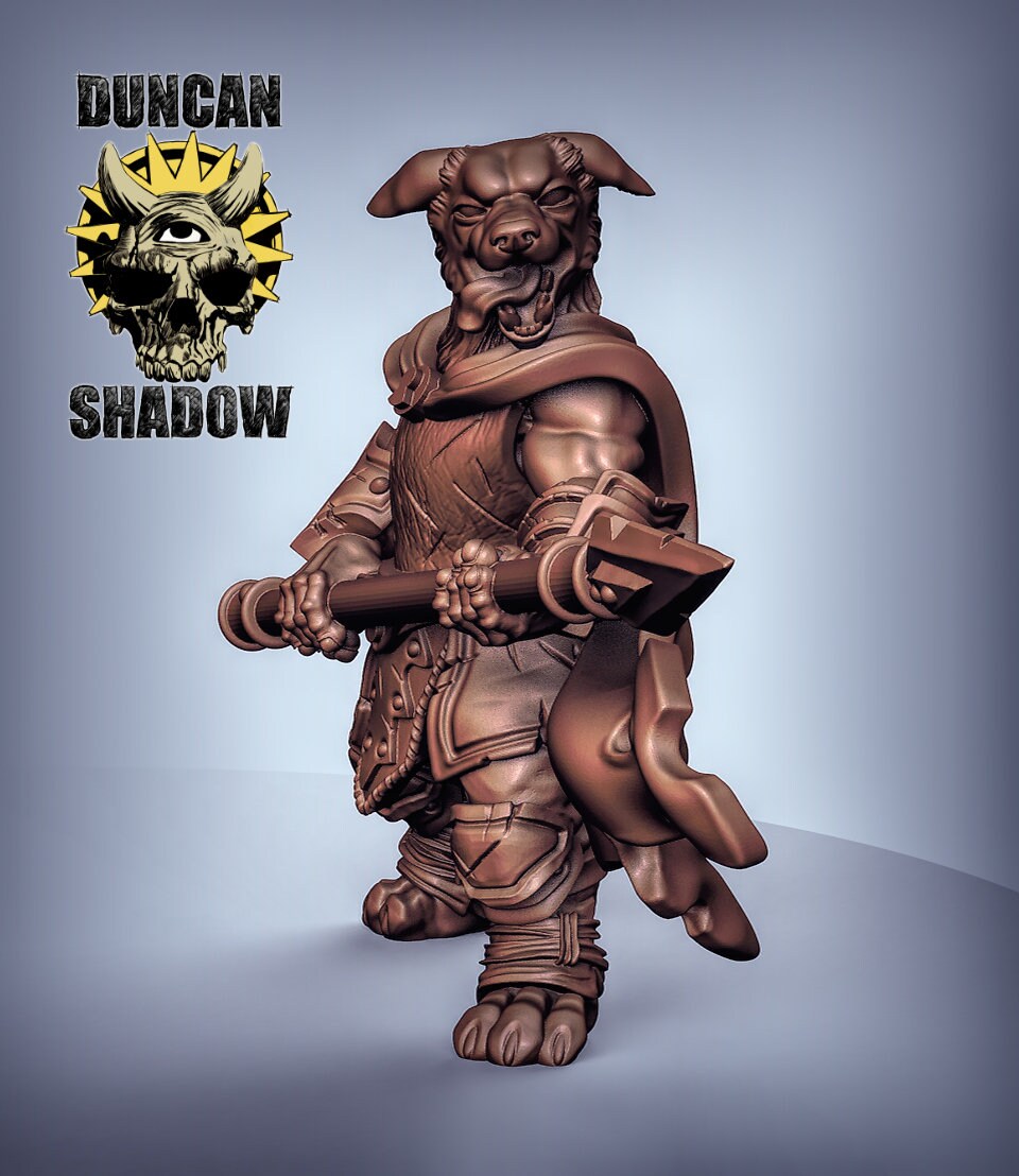 Dog-Folk Group Miniature | Designed For Roleplaying Games - Tabletop RPG & D&D miniature. Perfect for wargaming & collectors.
