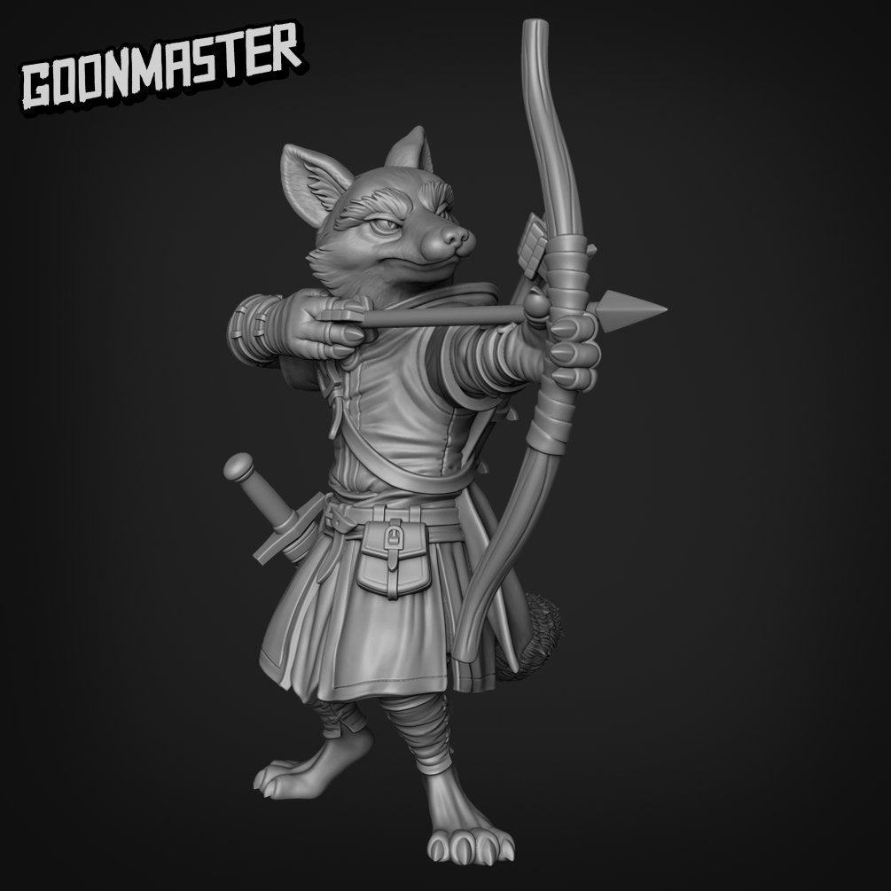 Redfox Archer G0031-G0040 ,Goon Master, Medium Miniature, Dungeon and Dragons, RPG, Dnd, Pathfinder, Dnd, Foxkind Ranger, Foxfolk Ranger