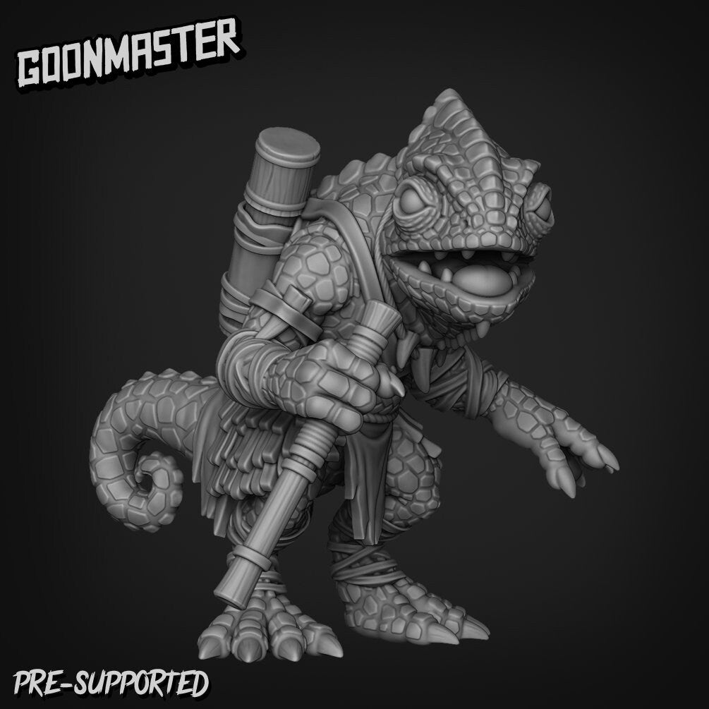 Lizard-Folk Tracker Miniature | Designed For Roleplaying Games - Tabletop RPG & D&D miniature. Perfect for wargaming & collec