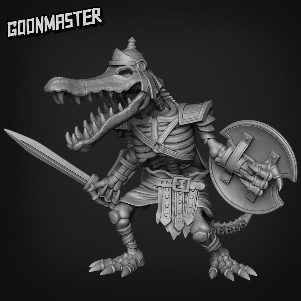 Skeleton-Croc Animal Miniature | A Must-Have For Miniature Collectors - Tabletop RPG & D&D miniature. Perfect for wargaming &