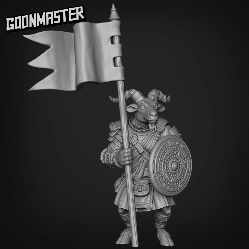Goat Folk Bard And Flagbearer Miniature | Epic Addition To Any Game - Tabletop RPG & D&D miniature. Perfect for wargaming & c