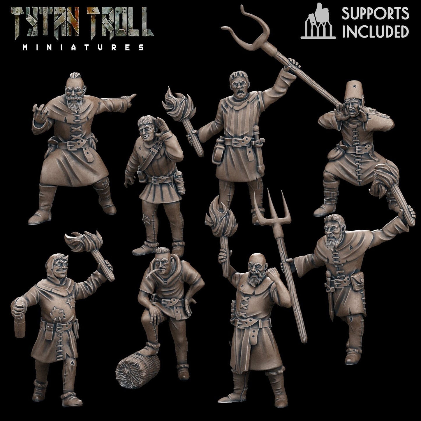 32mm, The Massive Village Mob Bundle 1 and 2, Medium Miniatures, TytanTroll Miniatures, Dungeon and Dragons, RPG, Dnd, Pathfinder.