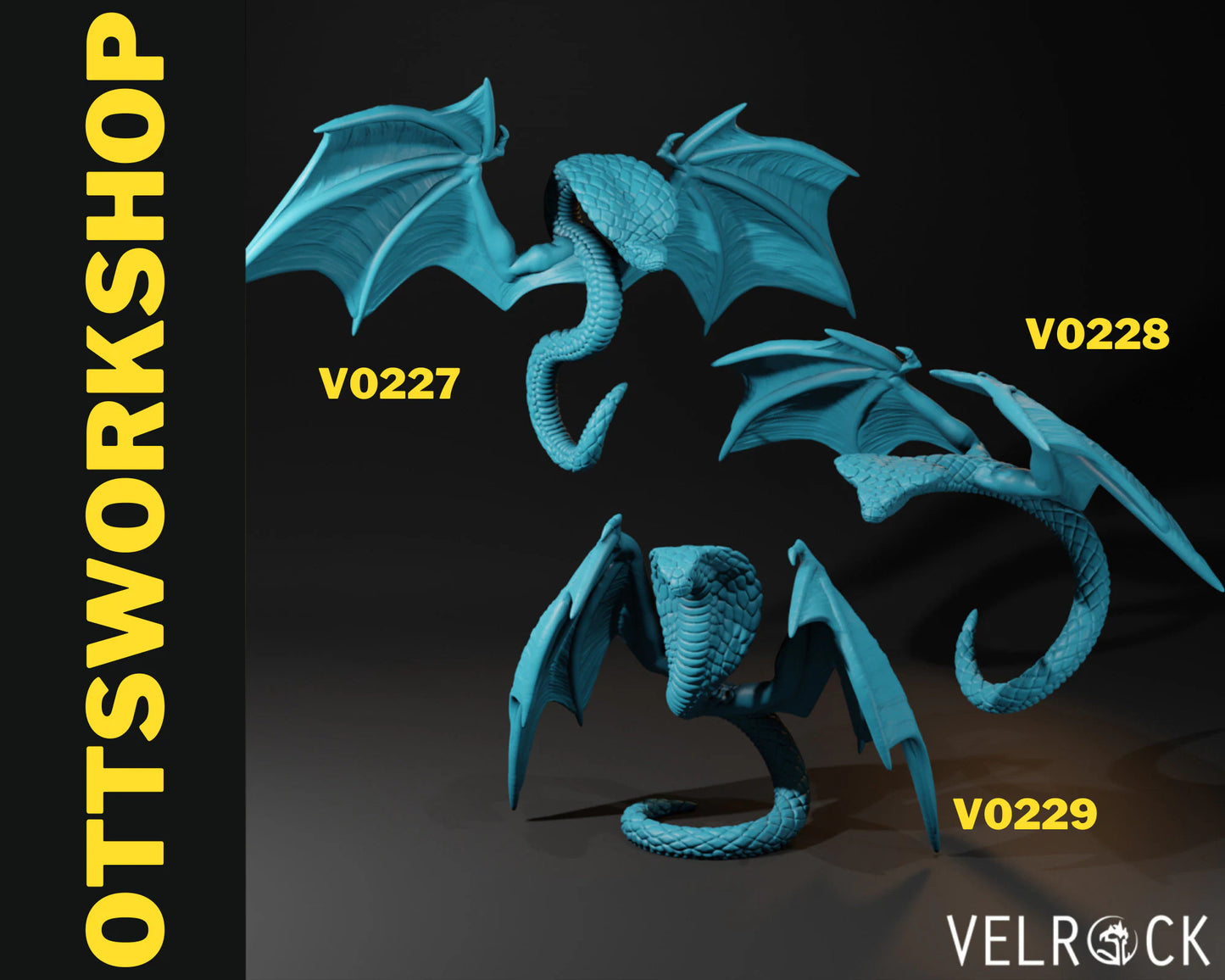 Winged Snake Miniature | A Must-Have For Miniature Collectors - Tabletop RPG & D&D miniature. Perfect for wargaming & collect