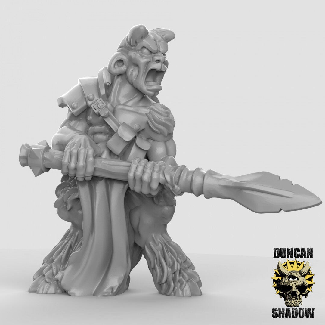 Beastmen Spearmen style, by Duncan Shadow Dnd, Dungeon and Dragon Mini, Tabletop Miniature, Miniature, Fantasy Miniatures,