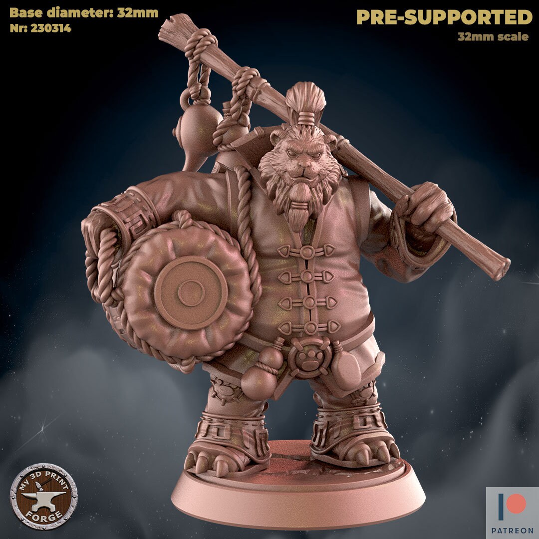 Panda-Folk Royal Guard Miniature | Enhance Your Tabletop Battles - Tabletop RPG & D&D miniature. Perfect for wargaming & coll