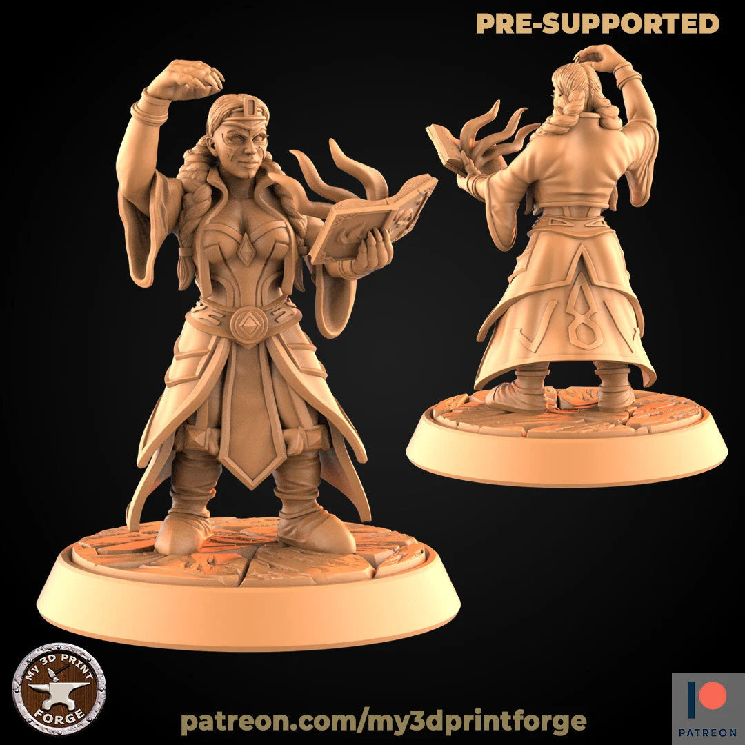 Royal Female Dwarfs With Mages Miniature | For D&D, Pathfinder & More - Tabletop RPG & D&D miniature. Perfect for wargaming &