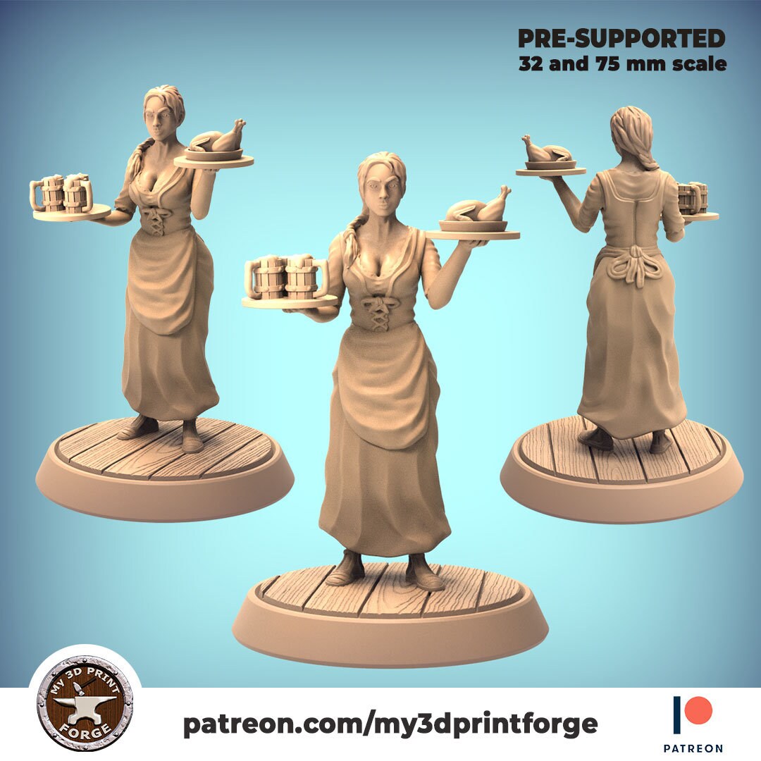 Barmaid Miniature | Epic Addition To Any Game - Tabletop RPG & D&D miniature. Perfect for wargaming & collectors.