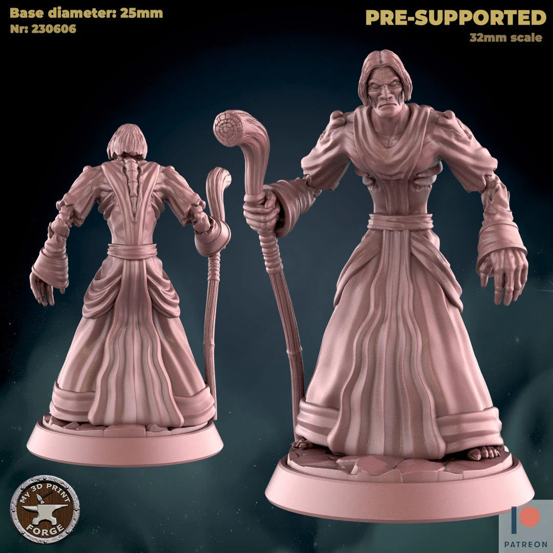 Undead Mage Miniature | Premium Quality 3D Printed - Tabletop RPG & D&D miniature. Perfect for wargaming & collectors.