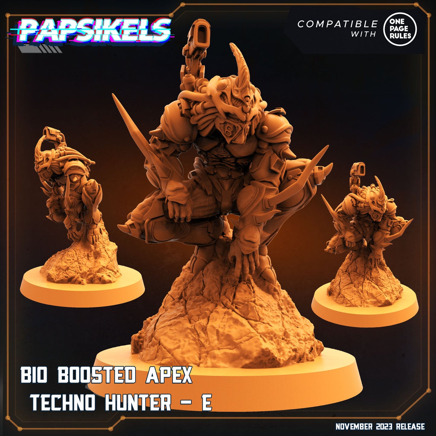 Bio Boosted Techno Apex Hunter Miniatures by Papsikels Miniatures Dnd, Dungeon and Dragon Mini, Tabletop Miniature, Aliens, Sci Fi.
